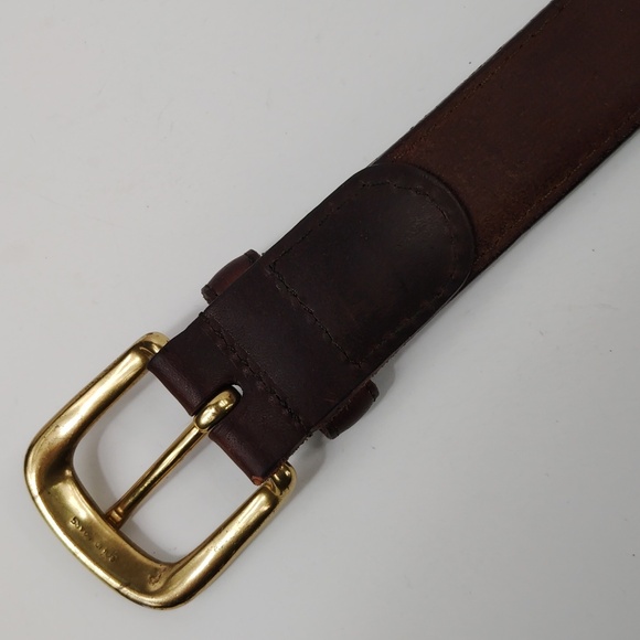 Brown Leather Belt With Brass Buckle - Picture 6 of 14